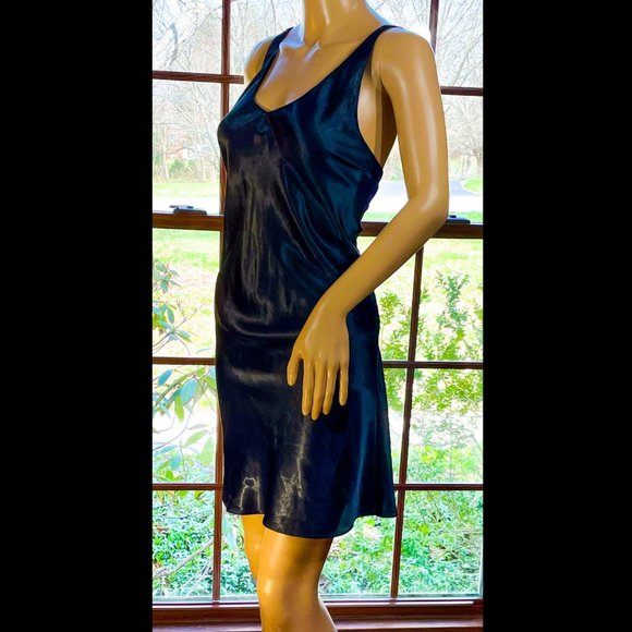▪️VTG▪️MYSTIQUE INTIMATES▪️1980's 1990's Retro Black Satin Slip Chemise Nightie - Picture 6 of 6